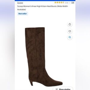 Scoop Brown Faux Suede Kitten Heel Boot, 7.5 wide calf